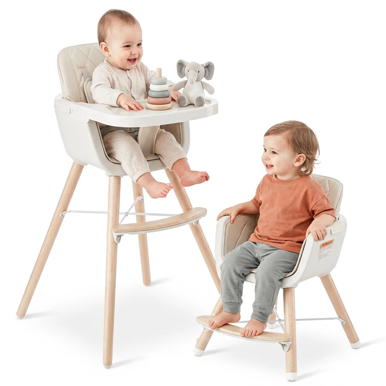 3-in-1 Wooden High Chair · Beige